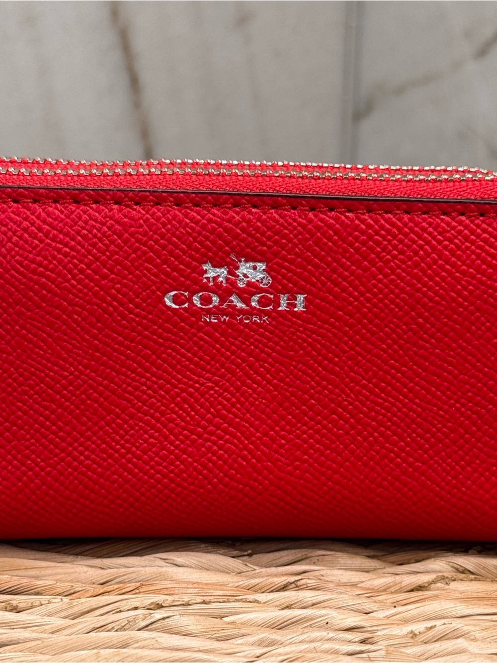 Coach Red Leather and Silver Double Zip-Around Wallet NEW! - Picture 3 of 12